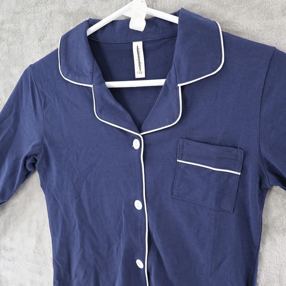Umeyda Pajama Set Kids Size 130/5T Blue Classic Piping Cotton‎ Long Sleeve NWOT